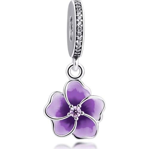 CKK 925 Sterling Silver Bead Poetic Blooms Flower Charms Beads for Jewelry Making Fit Pandora Bracelets DIY Accessories kralen