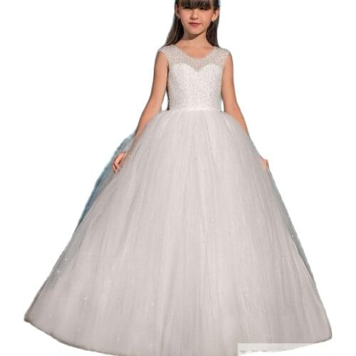 Princess Child Beach Wedding Gown Style Pageant Dress Special Ocassion Dress with Sweetheart for Girls Aged 2-13 Years