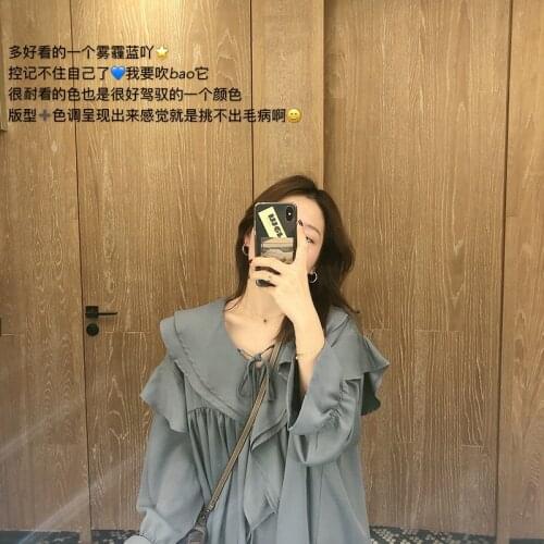 HXJJP Spring Autumn Blusas Mujer 2021 New Korean Sweet Chiffon Shirt Blouse for Women