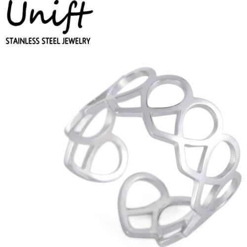 Unift Overlap Love Heart Rings for Women Men Stainless Steel Adjustable Open Couple Ring Simple Wedding Band Fashion Jewelry