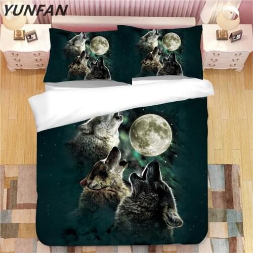3D Wolf bedding sets hd duvet cover sets blue luxury animal quilt cover single double full queen king good quality bedclothes