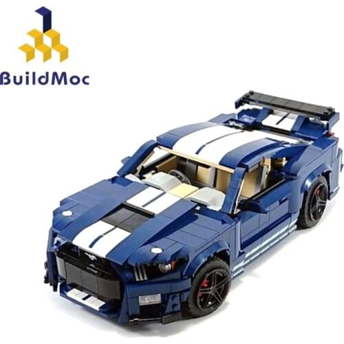 MOC 10265 Racing Car Speed Mustang Shelby B Formula Supercar Racing Car Building Blocks Racer Vehicle Bricks Model Toys kids