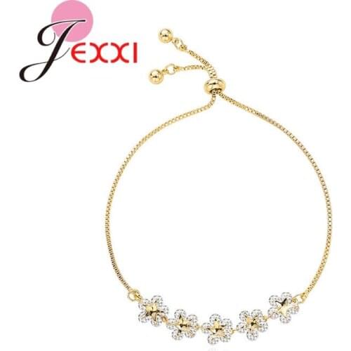 Korean New Fashion 925 Sterling Silver Bracelet Jewelry Luxury Star Flower Cubic Zircon Adjustable Female Party Gift Bracelet
