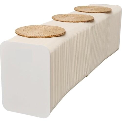 Creative Kraft Paper Stool Organ Stretching Sofa Home Bedroom Living Room Fashion Furniture Space Saving (L120-150)H28 cm Stoo