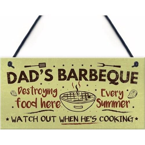 Meijiafei Dads Barbeque Garden Shed Sign SummerHouse Hanging Plaque Fathers Day Gifts For Him 10" x 5"