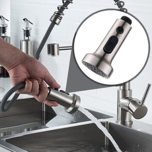 2 Mode Brushed Faucet Nozzle Pull Out Stream Sprayer 360 Degree Rotation Multi-Functional Tap Household Kitchen Basin Accessorie
