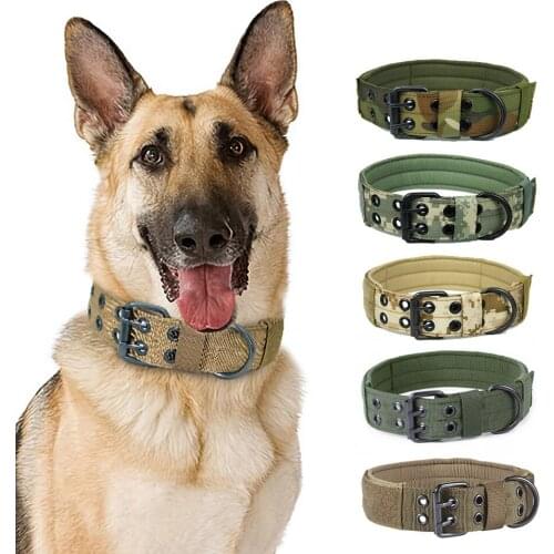 Nylon Dogs Collar Necklace Tactical Military Pet Collar Choker Camouflage Training Large Dog Collar Neck Belt Stuff Accessories