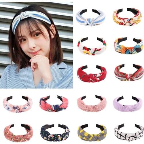 Trendy Wide Top Knot Hair Hoop for Women Ladies Headdress Print Cloth Headband Girls Hair Hoop Head Wraps Accessories