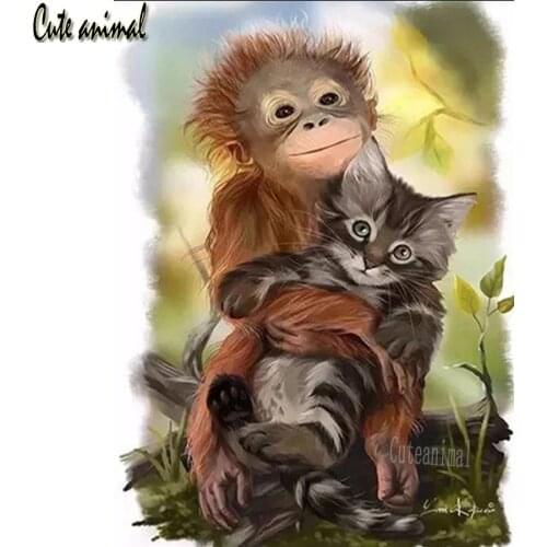 Full Square Round Drill Monkey cat animal Diamond Painting 5d Diy Pictures OF Rhinestone Diamant Embroidery Mosaic Handmade Set