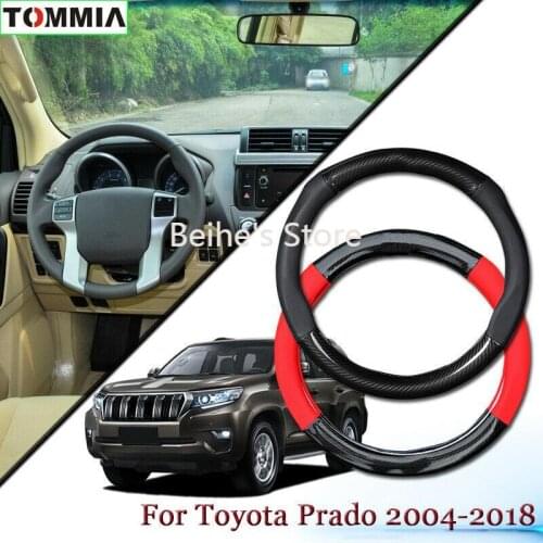 Anti-Slip Carbon Fiber Leather Car Steering Wheel Cover For Toyota Prado 2004-18