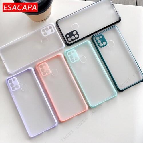 Transparent Mint Hybrid Bumper Phone Case For Samsung A21 S21 S20 Ultra Shockproof Silicone Matte Cover For Samsung A52 A32 4G