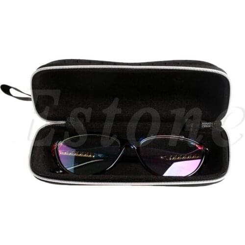 Rectangle Grid Zipper Eye Glasses Case Hard Eyewear Box Sunglasses Case Colorful