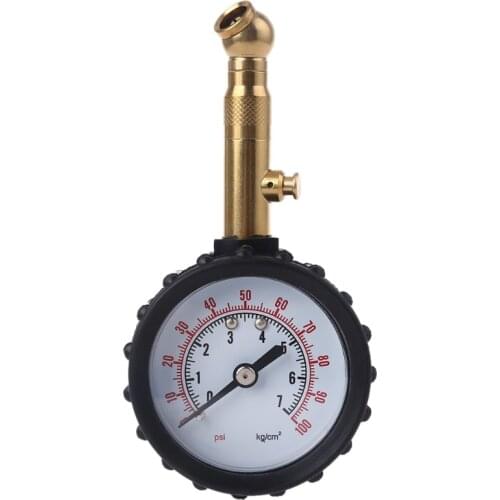 0-100 PSI Rubber Hose Tire Pressure Gauge Dial Type Pressure Instrument Fit for Car Bicycle Motorcycle Truck Tires