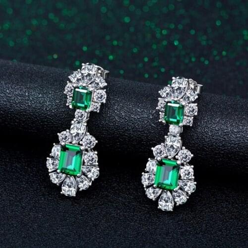 S925 Sterling Silver Drop Earrings For Women Sparkling High Carbon Diamond Wedding Party Bridal Fine Jewelry Gift