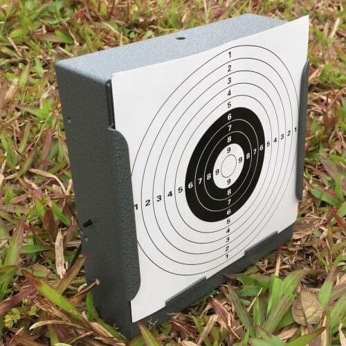 Grey Square Steel Pellet Trap+20 Pcs of Paper Targets(Bulls-eyes 2)-5.50"*5.50"