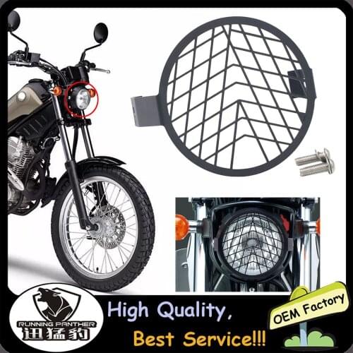 Front Motorcycle Headlight Mesh Grill Mask Steel Retro Head Lamp Cover Mount Protector Guard For YAMAHA XG250 Tricker
