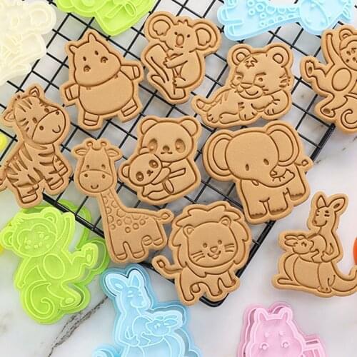 Cute Cartoon Animals Tiger Panda Koala Hippo Biscuit Mold DIY Cookies Baking Tools Home Kitchen Press Bake Moulds