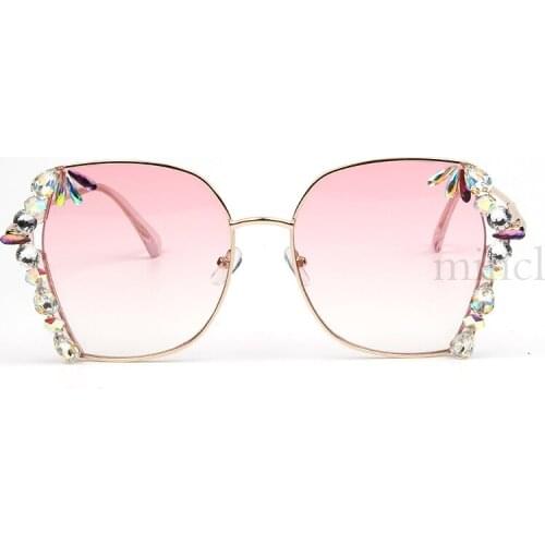 MINCL Square Oversized Sunglasses Women 2019 Fashion Big Size Bling Gravel Rhinestone Sun Glasses Lady Vintage Shades NX