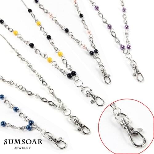 SOMSOAR Jewelry 80CM Infinity Pearl Chain with Big Lobster Clasp Fit Coin Holder Frame Pendant 10pcs/lot