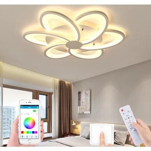 Living room bedroom acrylic aluminum LED ceiling lamp modern LED chandelier hotel villa ceiling lamp remote control APP control