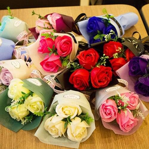 Creative Aromatherapy Artificial Soap Flower Rose Bouquet Gift Box Simulation Rose Valentines Day Birthday Gift Decoration
