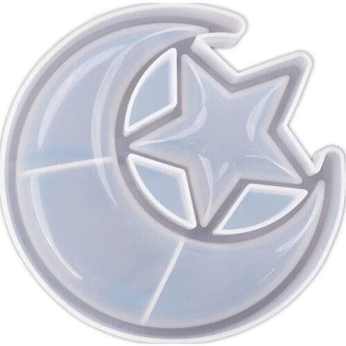 U90E Moon Star Tray Resin Mold Crescent Moon Box Epoxy Silicone Casting Mold Jewelry Storage Plate Container Mold Craft Tools