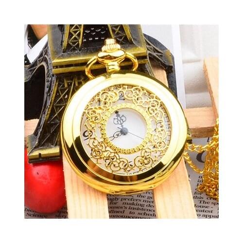 Vintage Hollowed Flower Quartz Pocket Watch 50pcs/lot Gift Watch Collection Gift Watches Wholesale