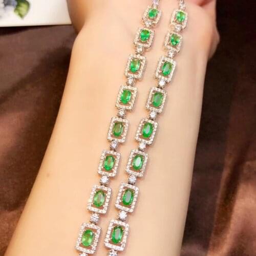 2020 new charming natural emerald gemstone bracelet for women jewelry good gem certificate real 925 silver girl birthday gift