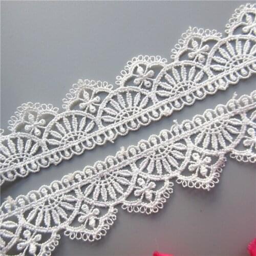 1 yard White Polyester Flower Embroidered Lace Trim Ribbon Fabric Handmade DIY For Garment Sewing Supplies Craft Decoration
