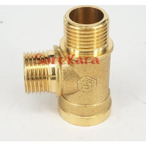 2pcs 1/4" BSP Female x 1/4" BSP Male x 1/4" BSP male Thread Tee 3 Way Brass Pipe fitting Connector for water fuel gas