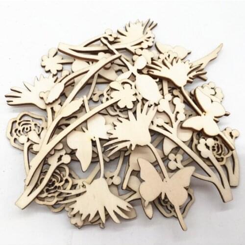 30Pcs Wood Carfts Wooden Pieces DIY Scrapbooking Rose Flower Eco-friendly Laser Cut Embellishment Wedding Decoration