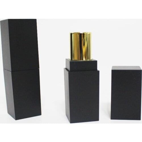 50pcs empty high grade plastic lipstick tube ,black outter square shape inner gold DIY lipstick tube,Inner cup dia 12mm