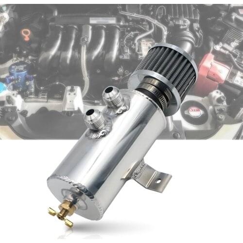 AN10 Polished Aluminum Alloy Oil Catch Can with Breather Filter