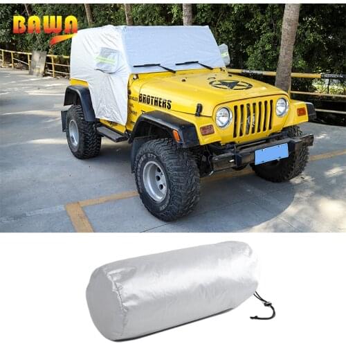 BAWA Car Cover Body Sun Rain Dustproof Waterproof Cover Sun UV Protection Shield Accessories For Jeep Wrangler TJ 1997-2006