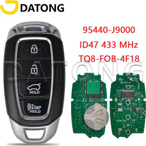 Datong World Remote Control Car Key For Hyundai Kona 2018 2019 2020 FCCID TQ8-FOB-4F18 ID47 433MHz 95440-J9000 Replacement Card