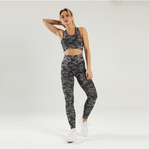 2pcs/Set Seamless Camo Yoga Set Sportswear For Women Gym Fitness Gym Clothing Booty Yoga Leggings + Sport Bra Sport Suit Femme