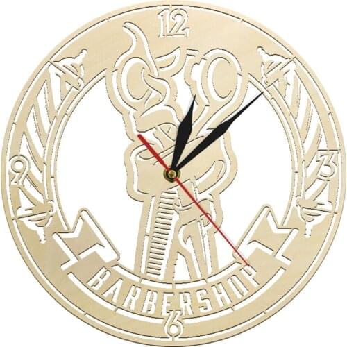 Large Barber Shop Wood Clock Wall Watch Retro Vintage Gift Hairdresser Wall Decor Art Wooden Barber Shop Wall Decals