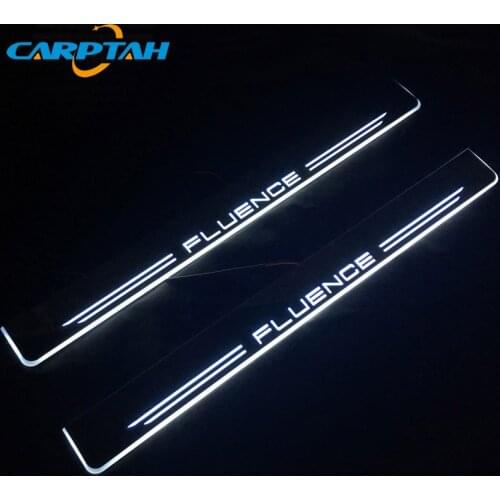 Carptah Moving Light LED Car Door Sill Scuff Plate Pathway Dynamic Streamer Welcome Lamp For Renault Fluence 2015 - 2017 2018