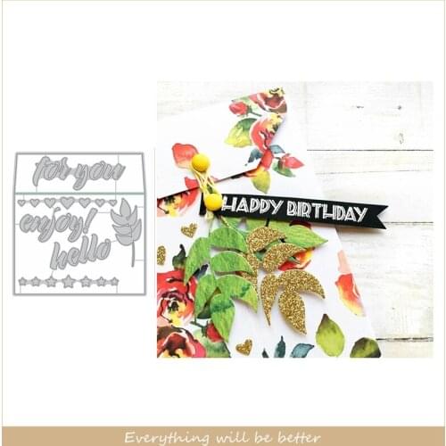For You Enjoy Hello Heart Leaves Star Square Metal Cutting Dies DIY Make Envelope Scrapbook Craft Decorate Cards New Stencils