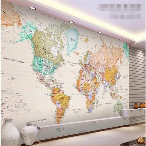 Wellyu custom mural silk cloth 3d room wallpaper Elegant light colour version of the map world photo wallpaper for walls 3d