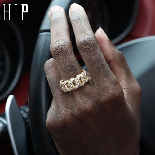 HIP Hop Classic CZ Cuban Prong Ring Gold Silver Color Iced Out Zircon Charm Ring For Men Women Jewelry Size 8-10