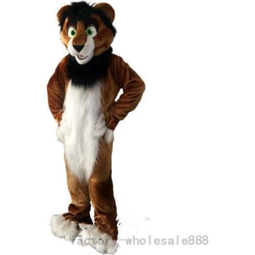 Long Fur Brown Husky Fox Dog Mascot Costume Suits Cosplay Party Dress Outfits Clothing Advertising Carnival Christmas Easter