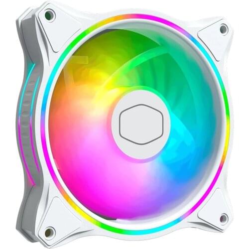 Cooler Master MF120 HALO White edition Case fan 120mm Dual Loop 5V Addressable RGB Lighting CPU cooling PWM fan silent MASTERFAN