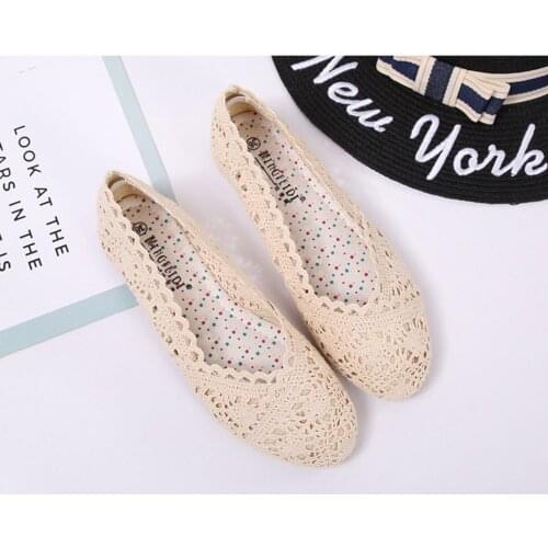 35-43 Summer Black Hollow Out Women Flat Shoes Casual Loafers Ballet Flats Sweet breathable Slip On Soft Bottom Ladies Footwear