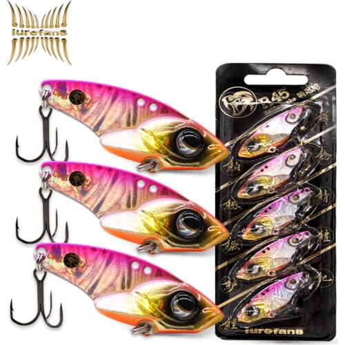 LUREFANS-SHIZHAN-R35/R40/R45 VIB sinking Lure A board of 5 only 35mm/40mm/45mm Artificial catfish Pike Bait Tackle Pesca