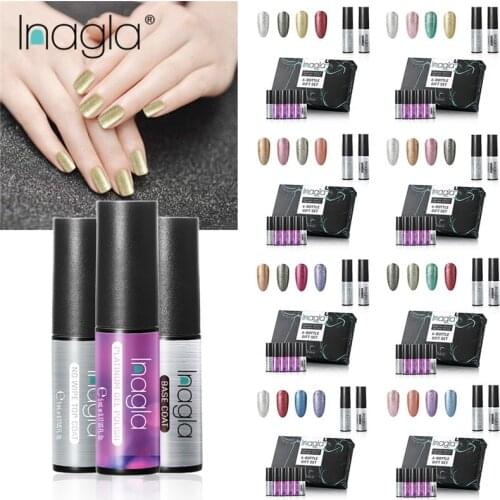 Inagla 6pieces/Set Manicure Nail Gel Polish Kit Platinum Shining Color Gel Varnish Nail Art Sets Nail Tools Manicure Gel Polish