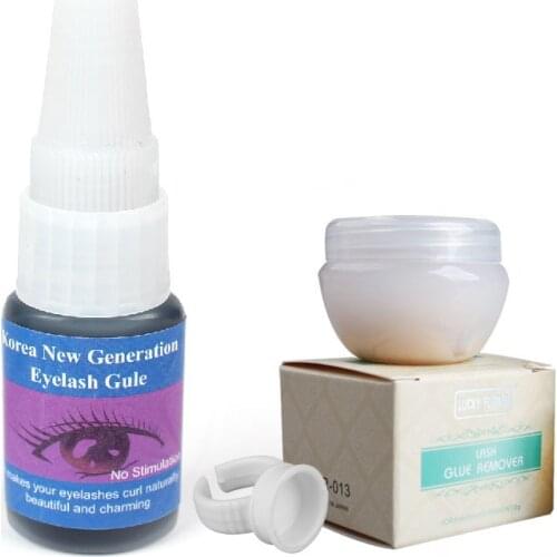 New 15ml black eyelash glue + 5g eyelash glue remover 2pcs/set no stimulation eyelash extension glue for lashes