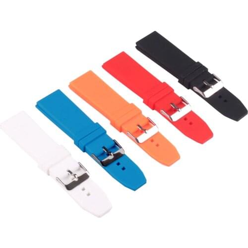 Silicon Rubber 16/18/20/22/24/26/28mm Bright-Colored Solid Watch Multi Color Army Military watchbands Strap Bands Buckle 18mm