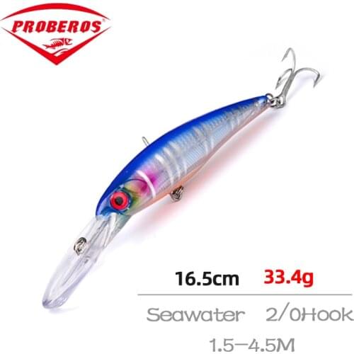 1PCS Minnow Fishing Lure 165mm 33g 3D Eyes Crankbait wobbler Artificial Plastic Hard Bait Fishing Tackle depth1.5-4.5m