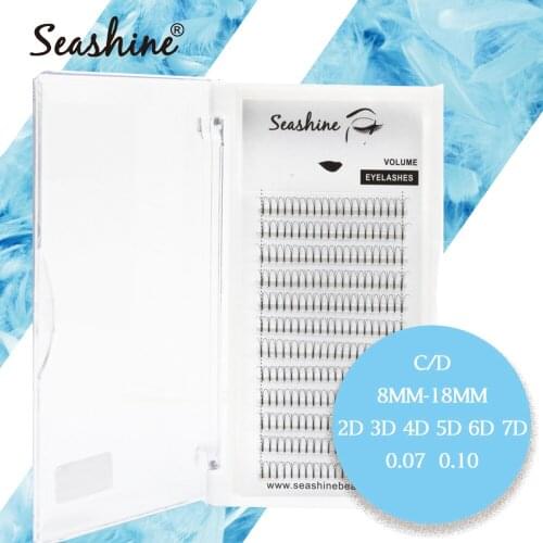 Seashine Long Stem Premade Fans Mink Lashes 12 Rows Semi Permanent Cils Volume Lashes Individual Eyelashes Extension Handmade